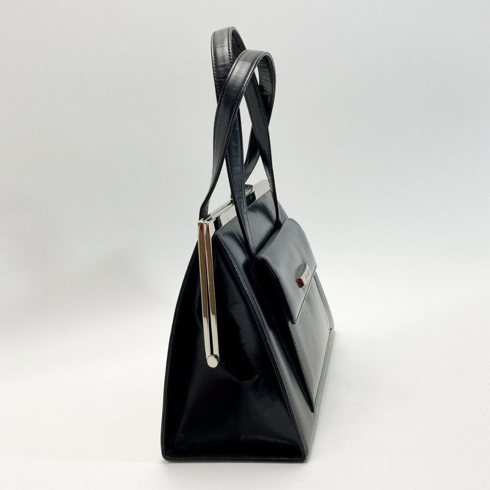 Yves Saint Laurent Clasp Handbag Black Leather Hotei - Picture 2 of 9
